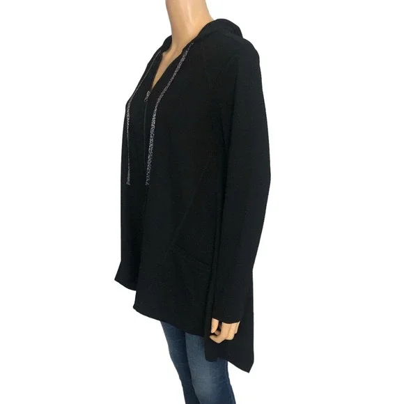 Logo Lounge Lori Goldstein Hoodie Jacket Zip Up Handkerchief Hem - Picture 2 of 6